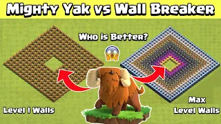 Mighty YAK Vs Every Level Walls Vs Wall Breaker | Townhall 14 Update | Clash of clans | Cocgameplay