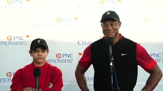 Tiger and Charlie Woods Sunday Flash Interview 2022 PNC Championship