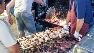 Italian Street Food. Grill of Ribs, Sausages, Chicken and More