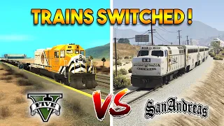 GTA 5 TRAIN IN GTA SAN ANDREAS AND GTA SAN ANDREAS TRAIN IN GTA 5 !