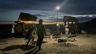 Dispersed camping at Trona Pinnacles. “Explore More”