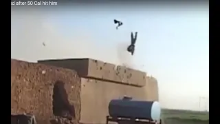 ISIS sniper flipped after 50 Cal hit him