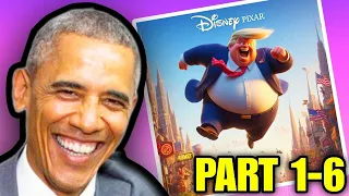 US Presidents React to PRESIDENTS in Disney Cartoons  AI Movies 😰 (PART 1-6)