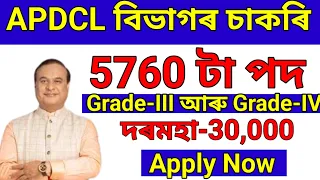 বিদ্যুৎ বিভাগৰ চাকৰি আহিল - APDCL new vacancy 2024 | Assam jobs vacancy 2024 | Jobs in Assam |