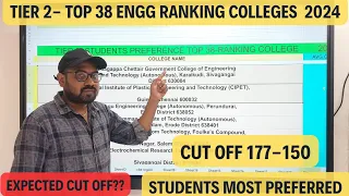 TIER 2-Top 38🏅Ranking Students most preferred Engg Colleges 2024|Expected cut off??