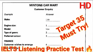 Mintons car Mart IELTS Listening | Mantons car Mart Listening | With answers