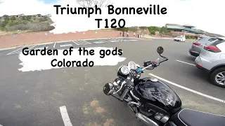 Triumph Bonneville T120 - Garden of the gods welcome center, Colorado Springs, CO