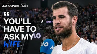 'You guys live so far away!' | Khachanov jokes post-match | Australian Open | Eurosport Tennis