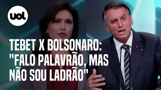 Debate: Tebet diz que Bolsonaro é 'mau exemplo' por palavrões e o acusa de corrupção