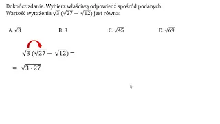 Oblicz wartość wyrażenia. Mnożenie pierwiastków kwadratowych.