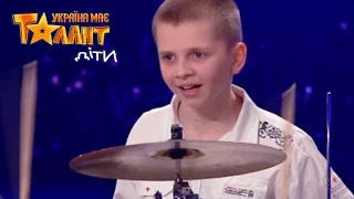 Amazing drumming by little boy on Ukraine's Got Talent.