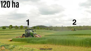 120 ha Grünroggen mähen! Zu zweit gehts halt schneller 🤭 mit 25 km-h durch den Roggen ernte 2022