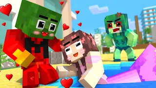 Monster School : Zombie x Herobrine Princess Mermaid - Minecraft Animation