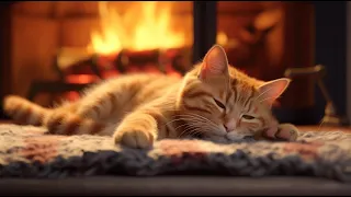 24 hours relax music and along with a soundly sleeping cat and a cozy fireplace! 🔥