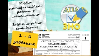 ЗНО математика | Розбір завдань демонстраційного варіанту рівня стандарту | Завдання 1-6