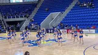 MSU Cowgirl Kickers dancing at halftime for Women’s Basketball game vs Southeastern 2019