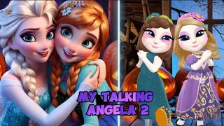 Frozen of Elsa vs Anna in my talking angela 2||Frozen cosplay