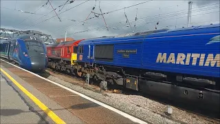 Trains at Newcastle Central Station and Doncaster Station on Saturday 25th March 2023