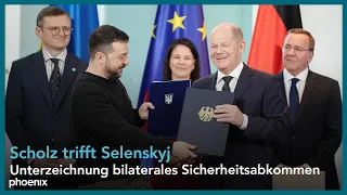 In Berlin: Ukraine-Präsident Wolodymyr Selenskyj und Bundeskanzler Olaf Scholz | 16.02.2024