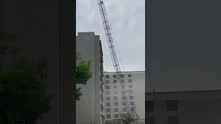 Wrecking ball on a hospital