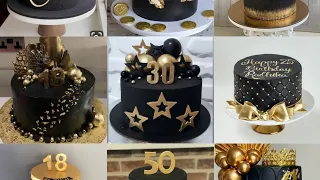 Black and Gold Birthday cakes/ideas/black and Gold cake design 2022