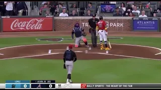 Lopez gets Ejected for Throwing at Acuna Jr. the First Pitch of the Game