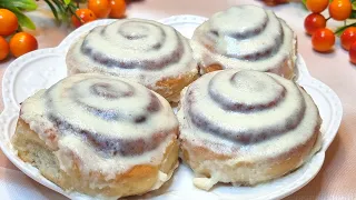 DELICIOUS CINNABONS WITH THE MOST GENTLE CREAM! Melting cinnamon BUNS.