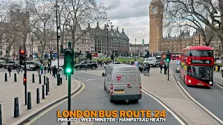 London Landmarks & Traffic: Bus Route 24 from Southwest to Northwest | Upper Deck Point-of-view 🚌