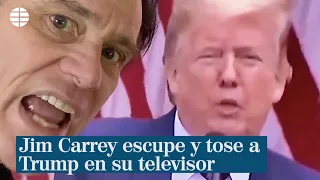 Jim Carrey usa sus redes para parodiar a Trump escupíendole y tosiéndole encima de la televisión