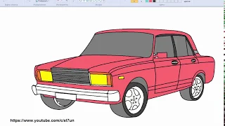 Как Нарисовать ВАЗ 2107 - How To draw Car VAZ 2107