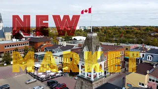 Newmarket, Main Street- Historic Downtown, by drone, Ontario