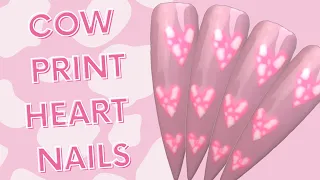 Cow Print Heart Nail Art 🐮 using GLITTERBELS Gel Polish with CHARLIE BISHOP