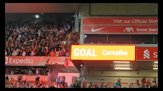 Fabio Carvalho 98th Minute Goal Liverpool 2 - 1 Newcastle, Klopp Fist Pump, Crazy Anfield Atmosphere