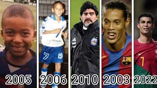 Evolution of Footballers Mbappe, Neymar Jr, Maradona, Pele, Ronaldinho, Ronaldo And Messi