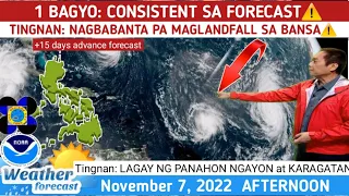 1 BAGYO: NAKIKITANG PAPASOK AT MAGLANDFALL😱⚠️TINGNAN DITO⚠️ WEATHER UPDATE TODAY NOVEMBER 7, 2022p.m