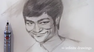 How To Draw Bruce Lee - Pencil Time Lapse | Speed Portrait Drawing