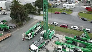 Liebherr Mk88 Mobile Tower crane. How to set Up, How  go up Crane Operator cab