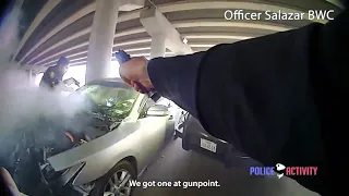Bodycam Footage of Houston Officers Shooting Suspect in His Crashed Car😢