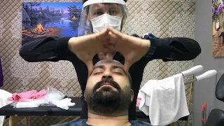 ASMR TURKISH BARBER MASSAGE = NECK CRACK = rolling pin, back, head, face, ear, sleep, energy massage