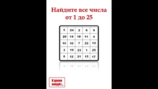 Найдите все числа от 1 до 25 (Таблица Шульте)