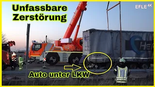 LKW KRACHT IN STAUENDE / Frau stirbt im völlig zerstörten Autowrack auf A9 bei Bad Dürrenberg