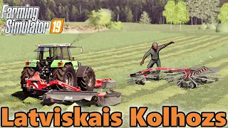 Zāles pļaušana un vālošana ar Fella komplektu /Pavasara darbi/Ep 10/ FS19