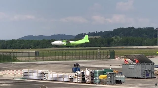 Cavok Air An-12 Smoky Takeoff from Zürich (plus Qatar VIP 747-8)