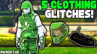 GTA 5 ONLINE TOP 5 CLOTHING GLITCHES AFTER PATCH 1.65! (Space Ranger Helmet, Duffel Bag & More!)