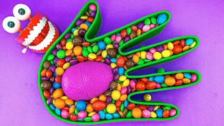 Satisfying ASMR | Full Green Hand Bathtub of Magic Candy with Rainbow Skittles & Surprise Eggs