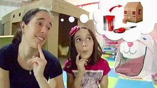 VAMOS PINTAR A CASA DE PAPELÃO! ★ Minha casinha feita com restos de caixas ★ LELÊ E MAMÃE NO CANADÁ