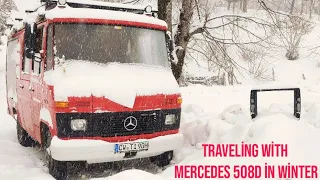 How We traveling with Mercedes 508D camper van  in Winter