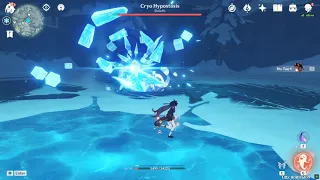 Hu Tao vs. Cryo Hypostasis (Solo, no buffs)