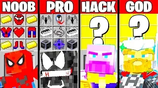 Minecraft Battle: SUPERHERO VILLAIN CRAFTING CHALLENGE NOOB vs PRO vs HACKER vs GOD Funny Animation