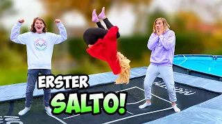 Wir bringen meiner FREUNDIN einen SALTO bei! (auf dem Trampolin!)